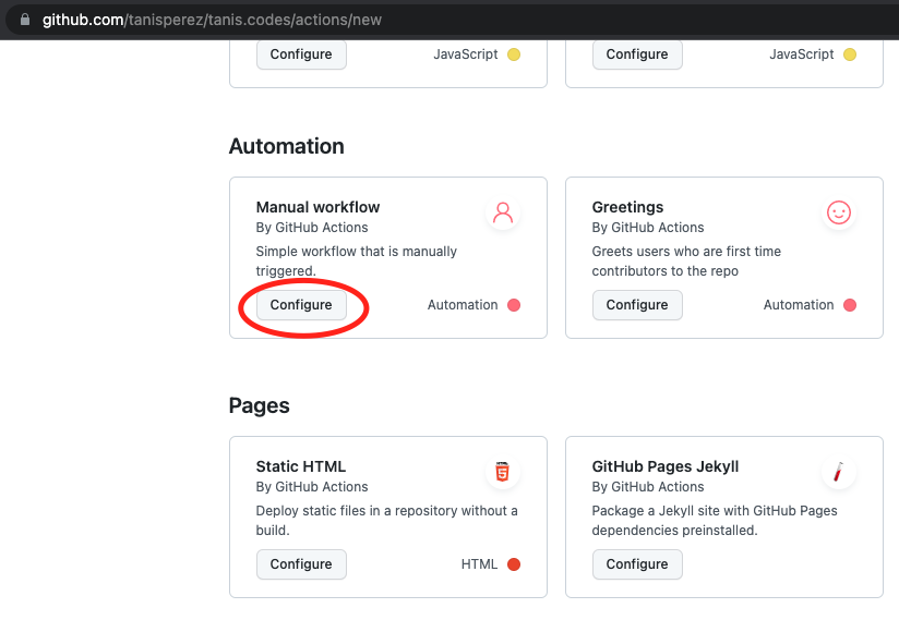 Workflow template list