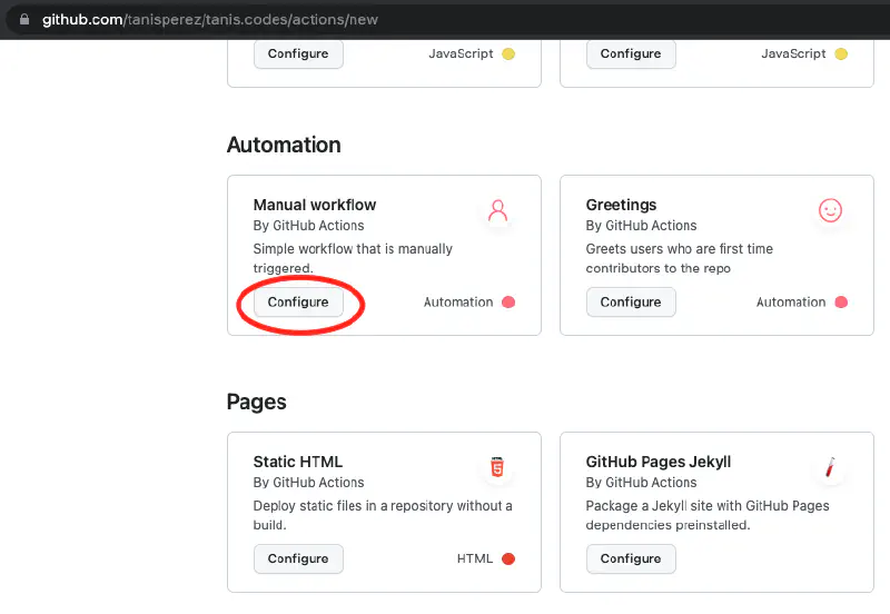 Workflow template list