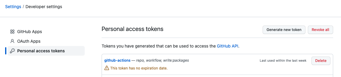 GitHub tokens