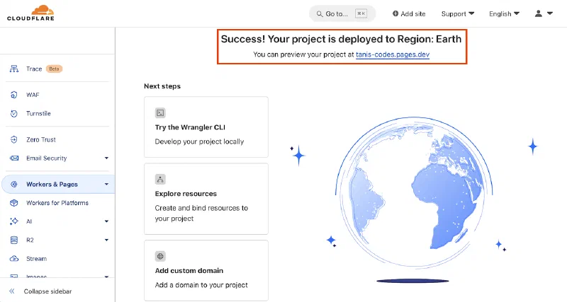 Project successfully deployed