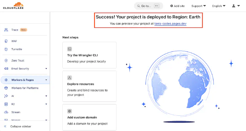 Project successfully deployed