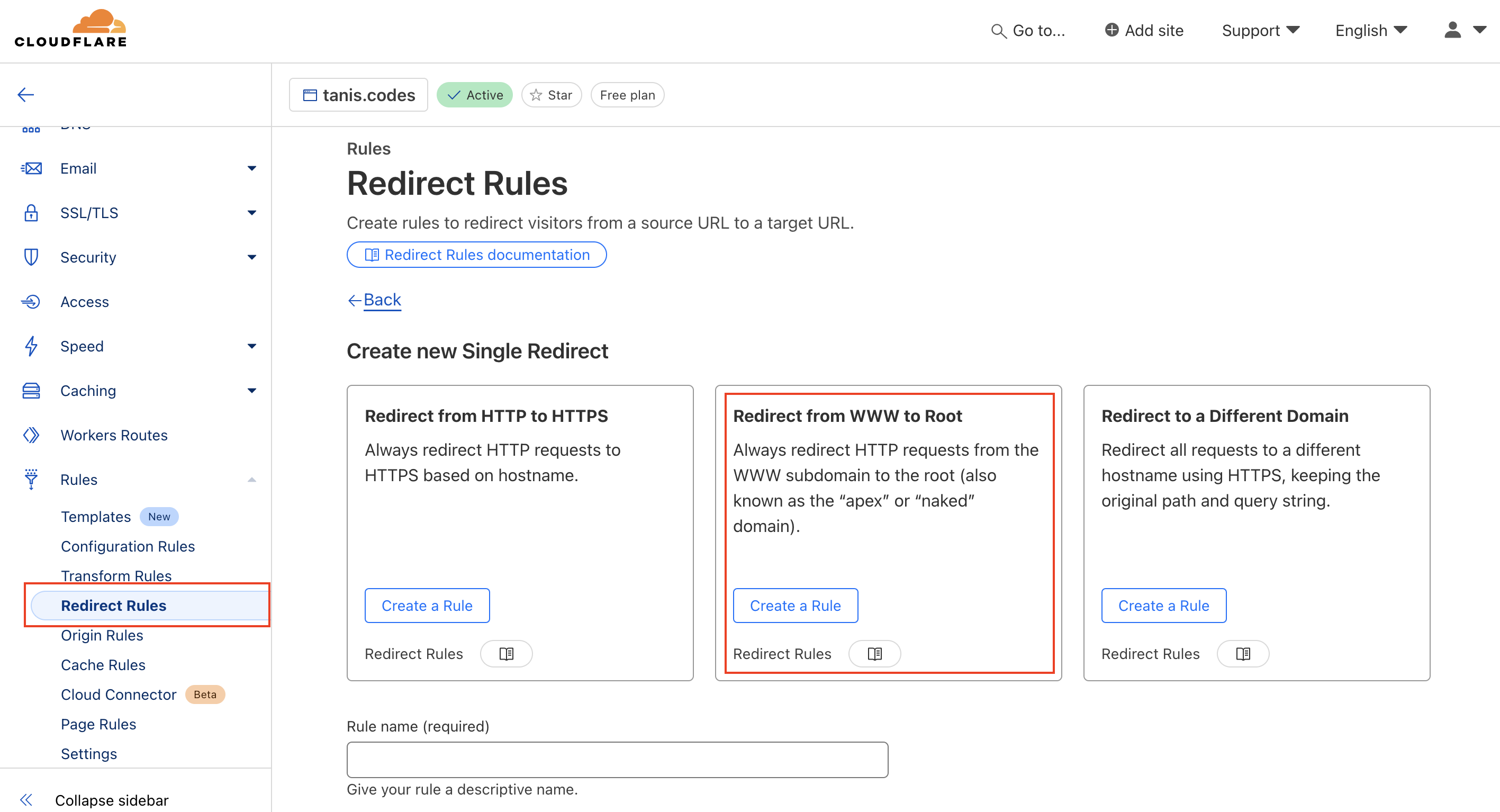 Redirect rules