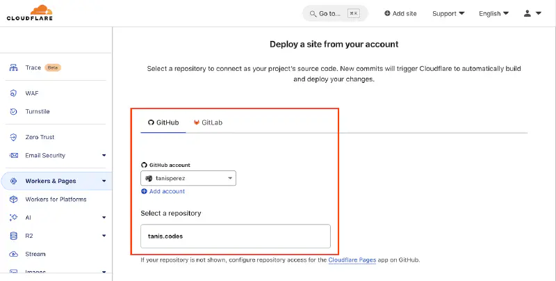 Select your repository