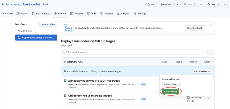Manual deploy from GitHub Pages