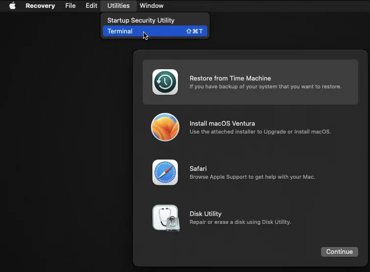 macOS recovery mode