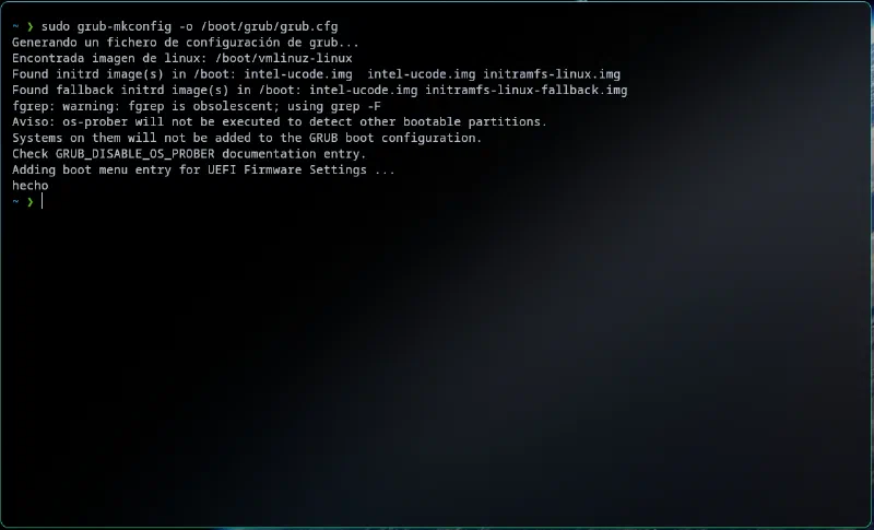 Generating GRUB configuration