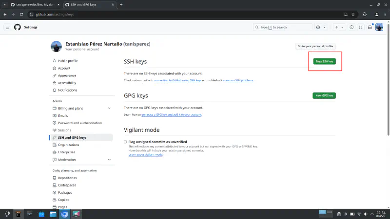 Add new SSH key to GitHub