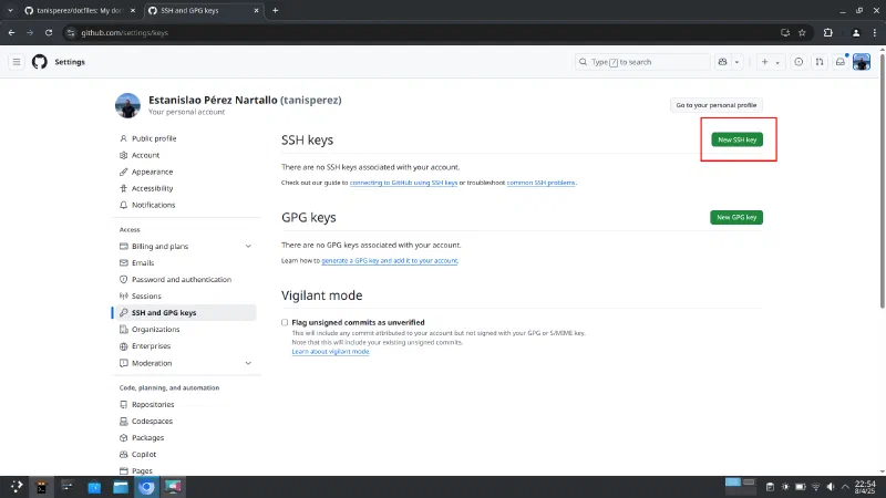 Add new SSH key to GitHub