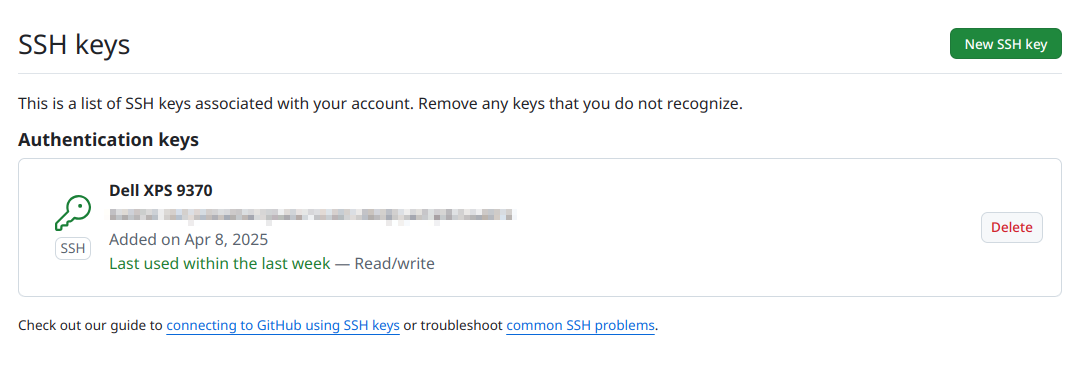 SSH key added