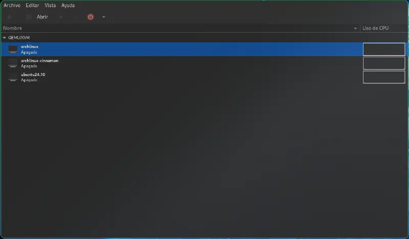 Virt-Manager running